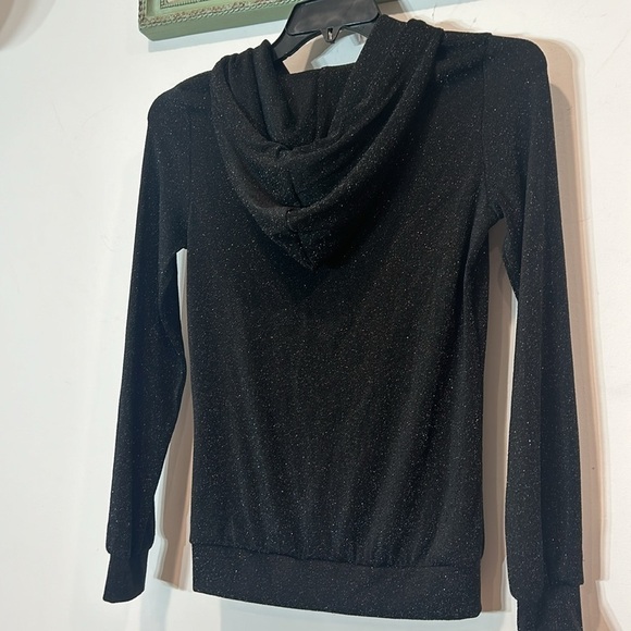 MISSPAP black shimmer galaxy long sleeve hooded pullover size women’s small - Picture 7 of 7